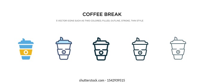 coffee break icon in different style vector illustration. two colored and black coffee break vector icons designed in filled, outline, line and stroke style can be used for web, mobile, ui