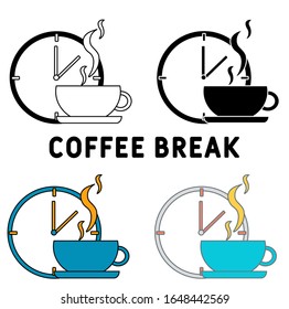 coffee break icon in different style vector illustration. two colored and black coffee break vector icons designed in filled, outline, line and stroke style can be used for web, mobile, ui