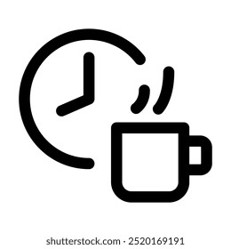 Coffee Break icon with editable strokes. Time for coffee icon with editable strokes. a cup of coffee and a clock with editable strokes