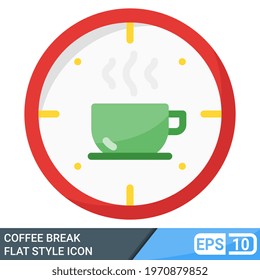 coffee break icon in flat style isolated on white background. EPS 10. colour been editable