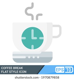 coffee break icon in flat style isolated on white background. EPS 10. colour been editable