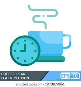coffee break icon in flat style isolated on white background. EPS 10. colour been editable