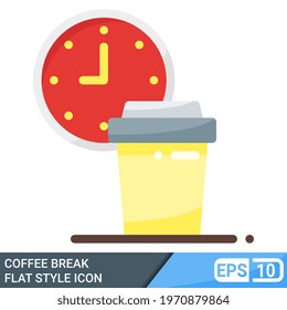 coffee break icon in flat style isolated on white background. EPS 10. colour been editable