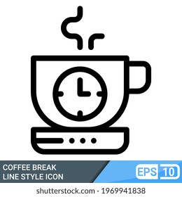 coffee break icon in line style isolated on white background. EPS 10. colour been editable
