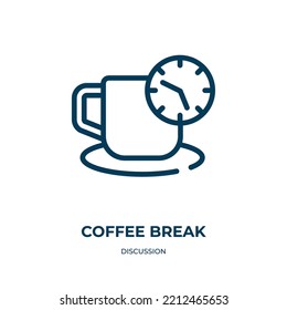 Coffee break icon. Linear vector illustration from discussion collection. Outline coffee break icon vector. Thin line symbol for use on web and mobile apps, logo, print media.