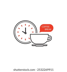 Icono de la pausa del café con la burbuja roja del discurso. elemento abstracto del logotipo del diseño gráfico lineal simple del Anuncio aislado en blanco