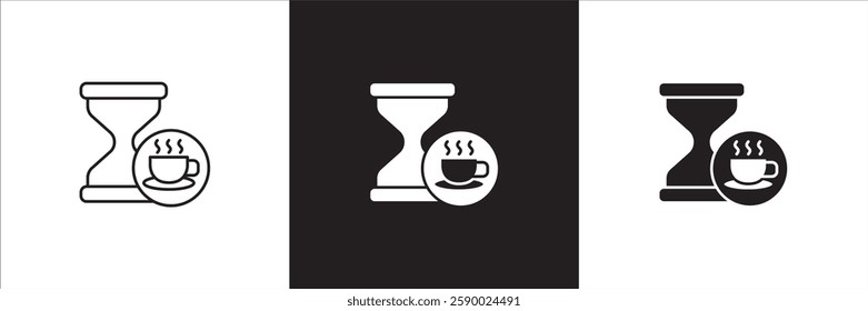 Coffee break icon set. Coffee cup icon collection. Icon set contain symbol of coffee time, rest hours, lunchtime, eat, cafe, watch, addict, hourglass, routine. Vector stock illustration.