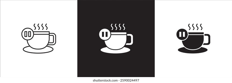 Coffee break icon set. Coffee cup icon collection. Icon set contain symbol of coffee time, rest hours, lunchtime, eat, cafe, watch, addict, hourglass, routine. Vector stock illustration.