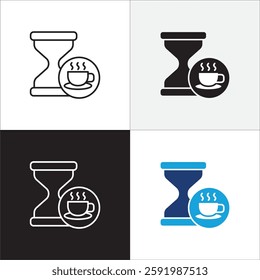 Coffee break icon set. Coffee cup icon collection. Icon set contain symbol of coffee time, rest hours, lunchtime, eat, cafe, watch, addict, hourglass, routine. Vector stock illustration.