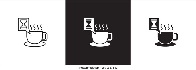 Coffee break icon set. Coffee cup icon collection. Icon set contain symbol of coffee time, rest hours, lunchtime, eat, cafe, watch, addict, hourglass, routine. Vector stock illustration.