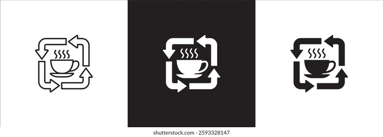 Coffee break icon set. Coffee cup icon collection. Icon set contain symbol of coffee time, rest hours, lunchtime, eat, cafe, watch, addict, hourglass, routine. Vector stock illustration.