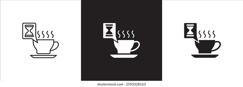 Coffee break icon set. Coffee cup icon collection. Icon set contain symbol of coffee time, rest hours, lunchtime, eat, cafe, watch, addict, hourglass, routine. Vector stock illustration.