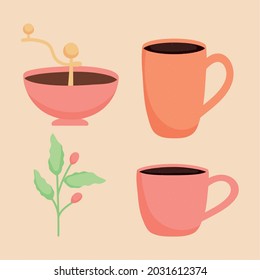 diseño de conjunto de iconos de interrupción de café