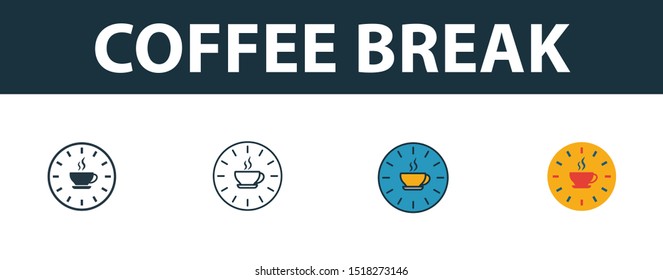 Coffee Break icon set. Premium simple element from productivity icons collection. Set of coffee break icon in filled, outline, colored and flat styles.