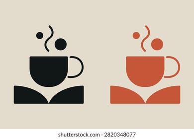 Coffee break icon set with steaming cup beverage minimalist refreshment caffeine lifestyle corporate business breaktime creative