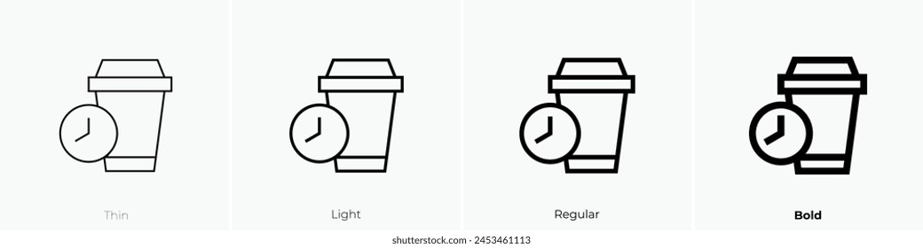 coffee break icon. Thin, Light Regular And Bold style design isolated on white background