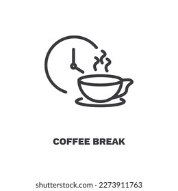 coffee break icon. Thin line coffee break icon from startup and strategy collection. Outline vector isolated on white background. Editable coffee break symbol can be used web and mobile