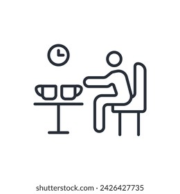 Kaffeepausensymbol. vektor.Editierbarer Strich.lineares Stilzeichen zur Verwendung im Webdesign, logo.Symboldarstellung.
