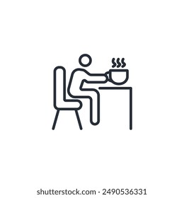 Kaffeepausensymbol. Vektorgrafik.Editierbarer Strich.Lineares Stilzeichen zur Verwendung Webdesign,Logo.Symboldarstellung.