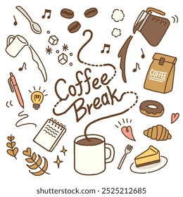 Coffee break icons vector set