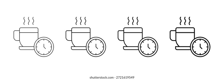 Conjunto de Vector de iconos de pausa de café en estilo de línea de trazo diferente
