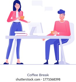 Diseño de ilustración de corte de café, estilo vector de salto de té 