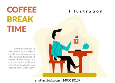 Coffee Break Illustration Flat Colour
