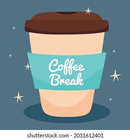 coffee break illustration with portable coffee mug