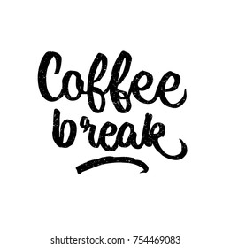 Coffee break. Ink hand lettering. Modern brush calligraphy. Handwritten phrase. Inspiration graphic design typography element. Cute simple vector sign.