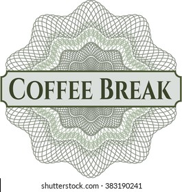 Coffee Break inside money style emblem or rosette