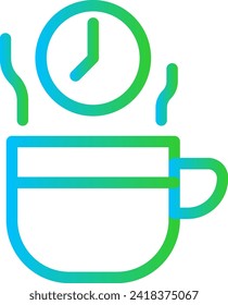 Coffee break job business icon with blue and green gradient outline style. coffee, cup, break, drink, hot, breakfast, beverage. Vector Illustration