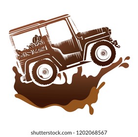 coffee break label with car