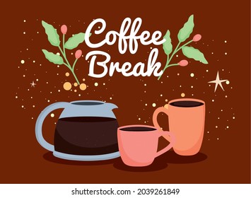 etiqueta de interrupción del café con plantas