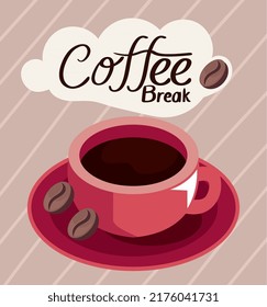 coffee break lettering with isometric cup
