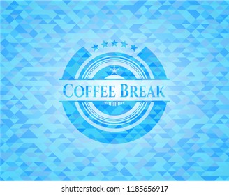 Coffee Break light blue emblem with mosaic background