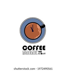 Coffee break the limit. Logo of cafe or restaurant.