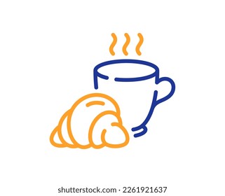 Coffee break line icon. Breakfast hot tea sign. Coffee time symbol. Colorful thin line outline concept. Linear style coffee break icon. Editable stroke. Vector