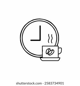 Coffee Break line icon. linear style sign for mobile concept and web design. Coffee cup and clock outline vector icon.