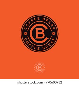Coffee break logo. C and B letters in the circle on an orange background.