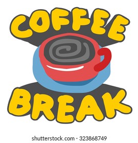 Logo für Kaffeepause. Vektorgrafik-Flat