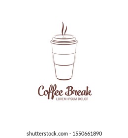 Coffee break logotype design, vector illustration