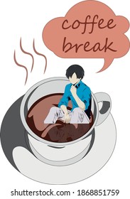 Descanso para el café - Un hombre sentado en una taza de café