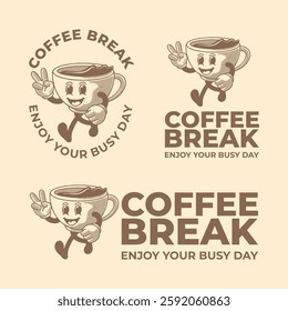 COFFEE BREAK mascot logo vector illustration