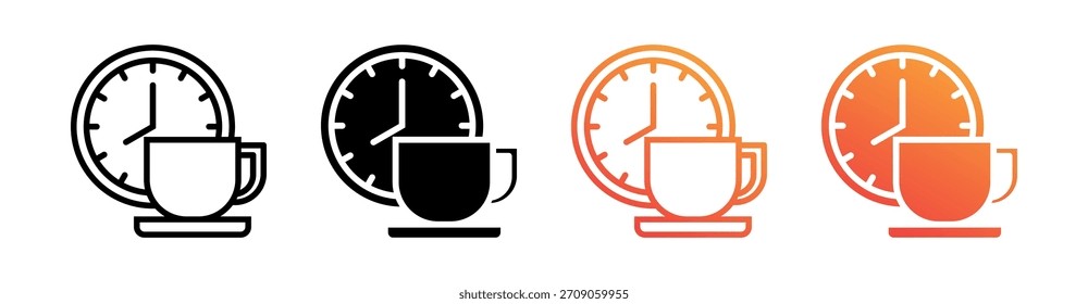 Vector de conjunto de iconos de estilo múltiple de pausa de café