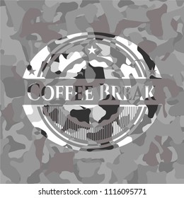 Coffee Break on grey camouflaged pattern