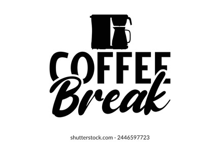 Pausa de café sobre fondo blanco, Descarga digital instantánea. Ilustración para estampados en camisetas y bolsos, carteles