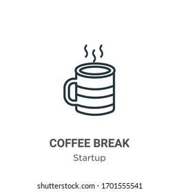 Icono vectorial de contorno de corte de café. Icono de salto de café negro en línea delgada, ilustración de elemento simple vector plano del concepto de inicio editable trazo aislado en fondo blanco