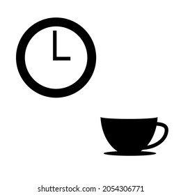 Coffee break outline vector icon. Beverage. Drink sign. Mug. Espresso cup. Cafeteria and restaurant concept. Flat simple line design illustration.
