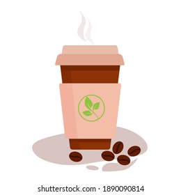 Coffee break. Paper coffee cup. Vector Design for branding or ads.