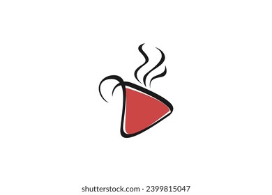 Coffee break podcast streaming logo design mug beverage play button icon symbol.